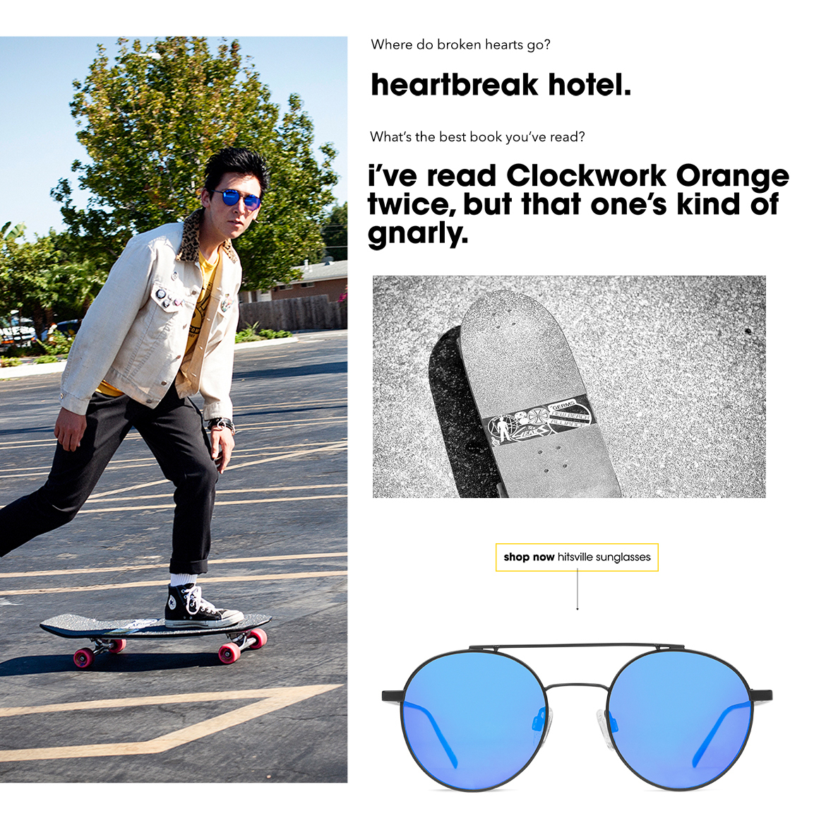 Skater guy in round metal sunglasses